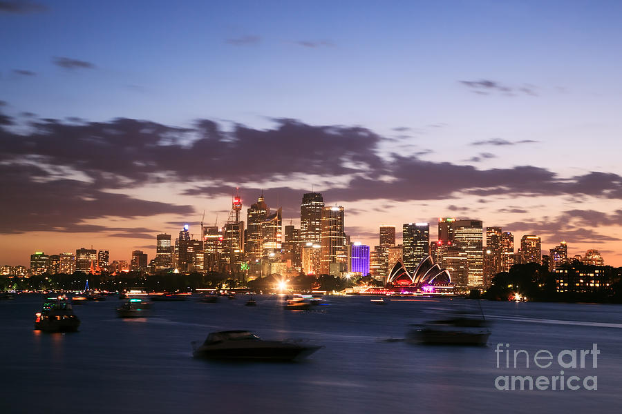 Sunset Photograph - Sydney skyline at dusk Australia by Matteo Colombo