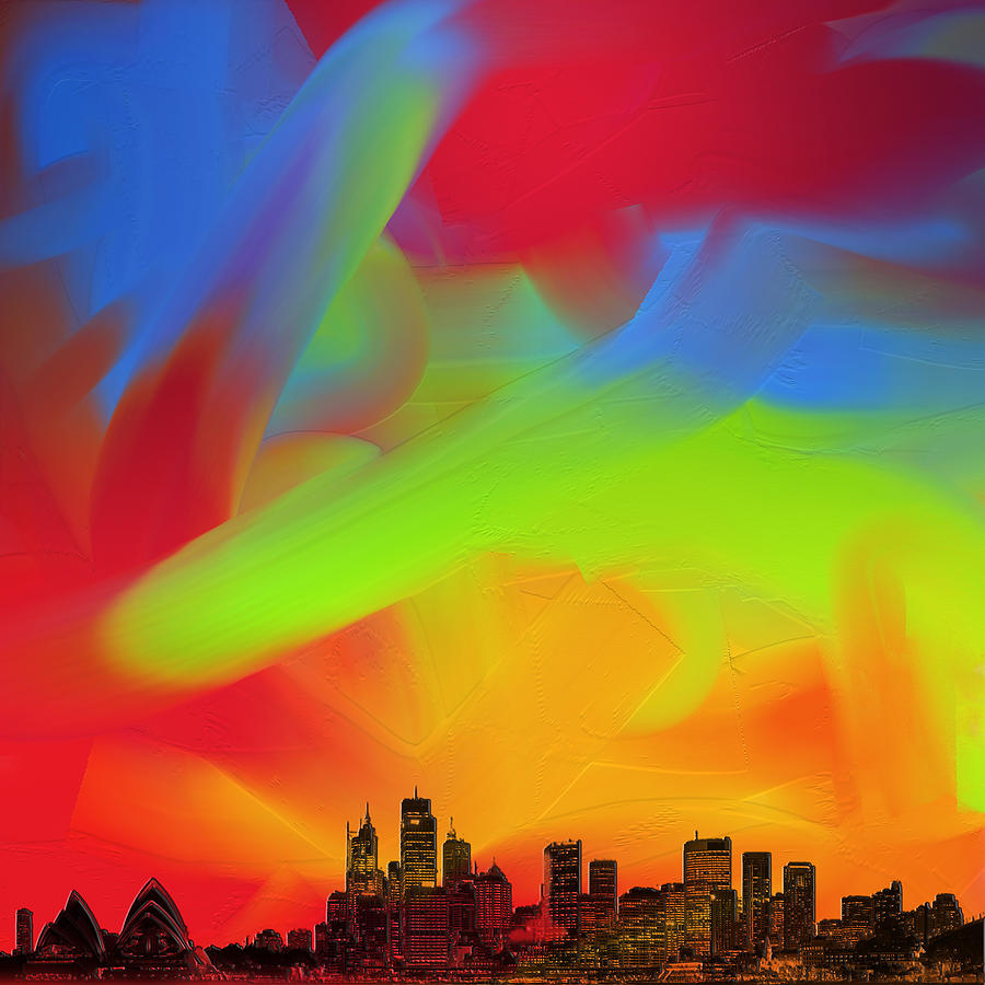Sydney Skyline In Oils Digital Art by No Alphabet