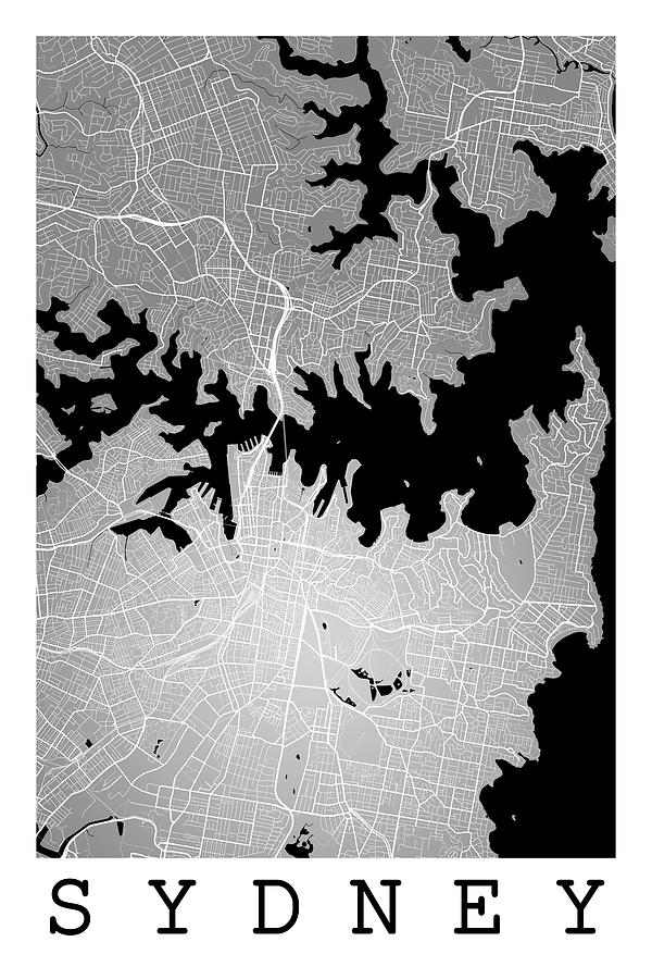 Sydney Street Map - Sydney Australia Road Map Art On Colored Bac 