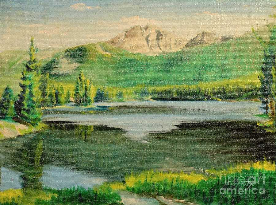 Sylvans Lake - Wyoming 1946 Painting by Art By Tolpo Collection