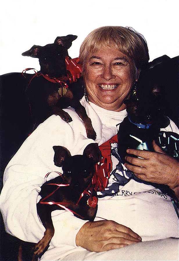 Sylver Short with her miniature pinschers Christmas 2002-2008 Photograph by David Lee Guss
