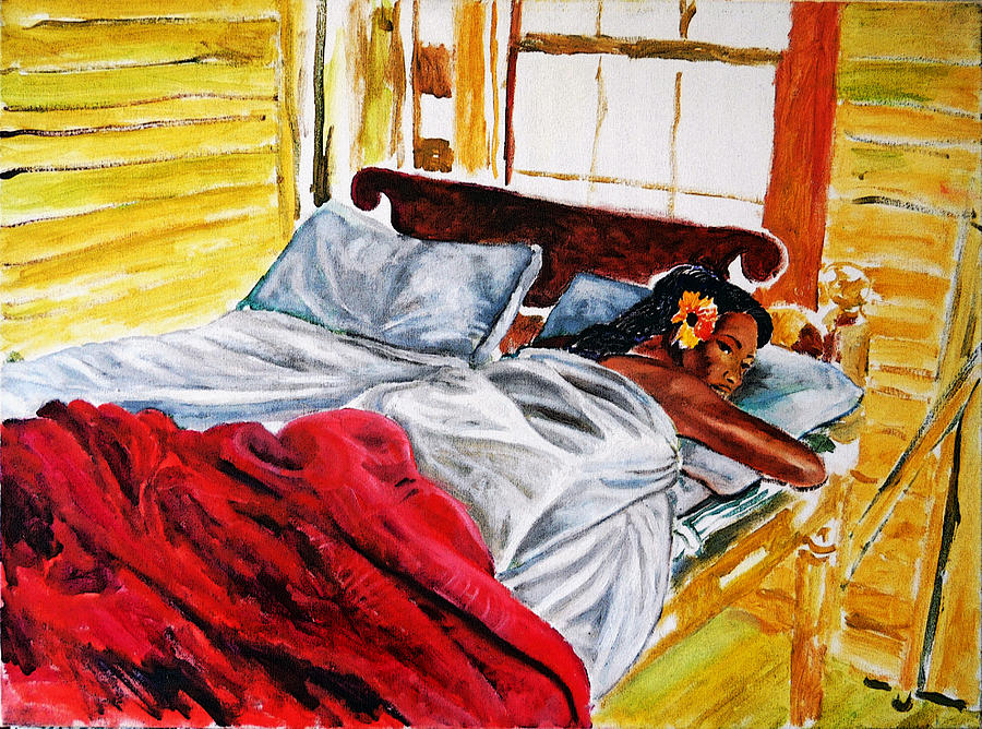 Sylvia in bed Painting by Joe Roache