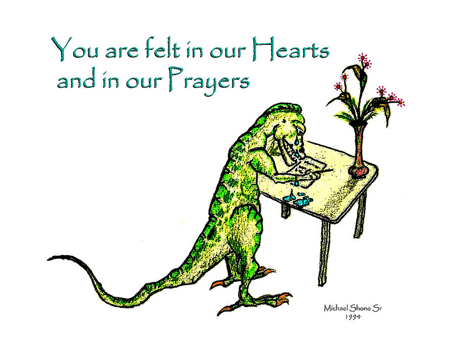 Sympathy Dinosaur Heart Felt Painting by Michael Shone SR