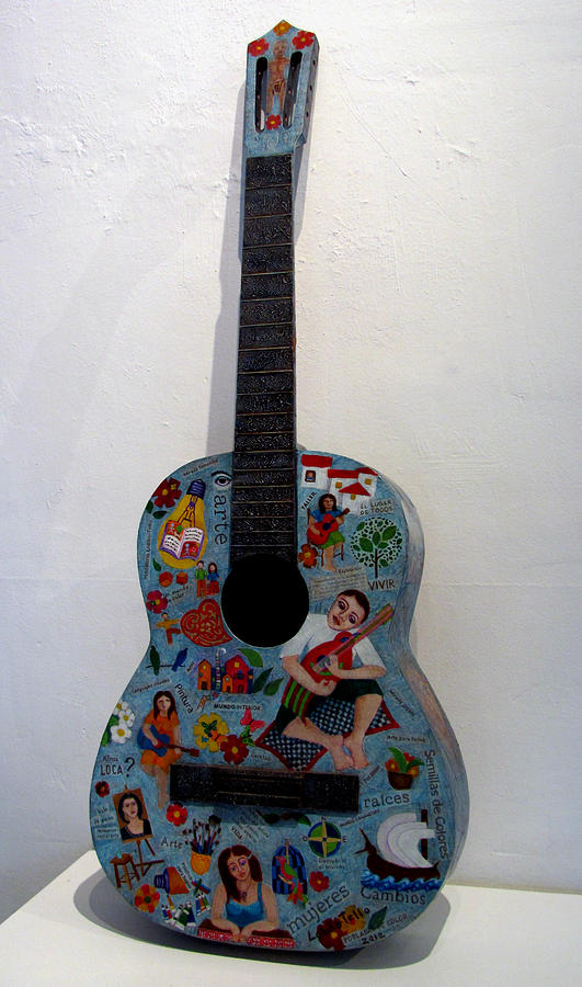 Guitar Still Life Painting - Symphony of colors by Madalena Lobao-Tello