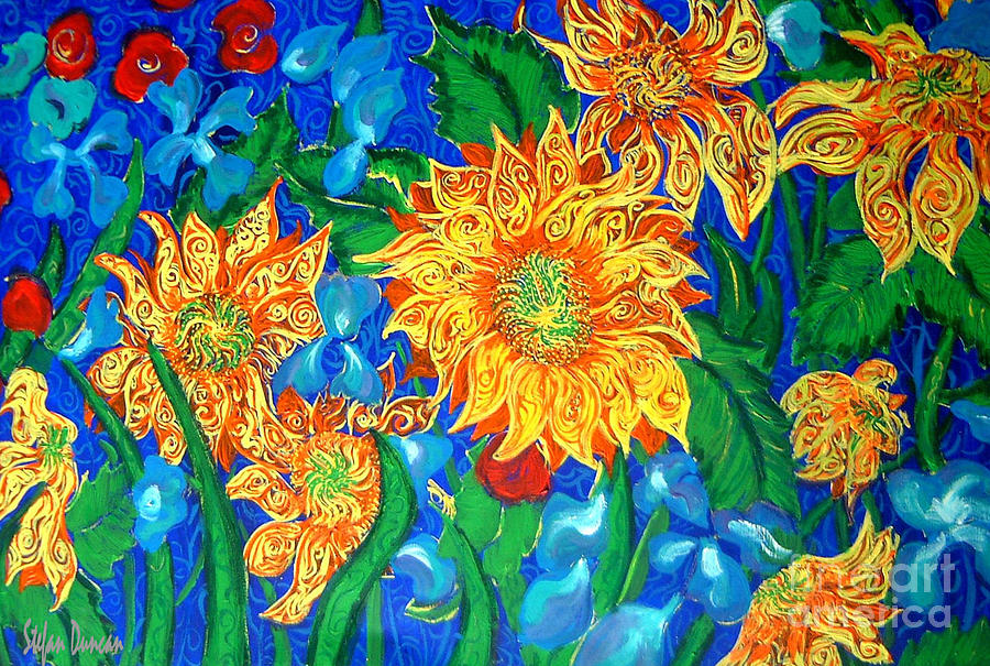 Symphony Of Sunflowers Painting by Stefan Duncan