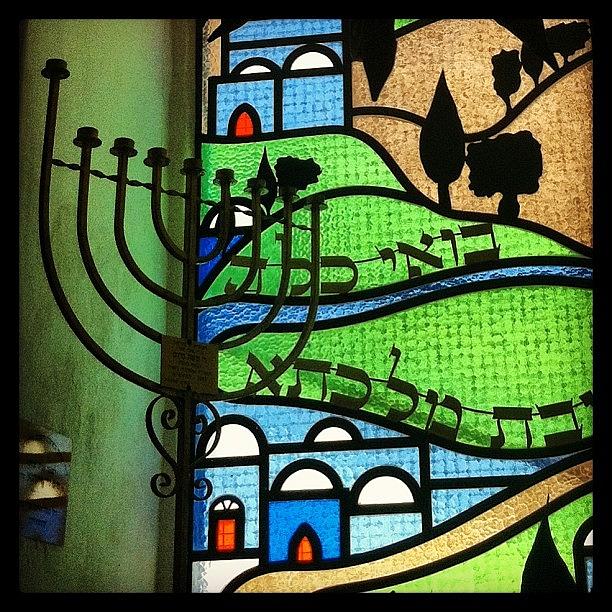 Synagogue Stained Glass Window In Photograph by Thom Weinstein