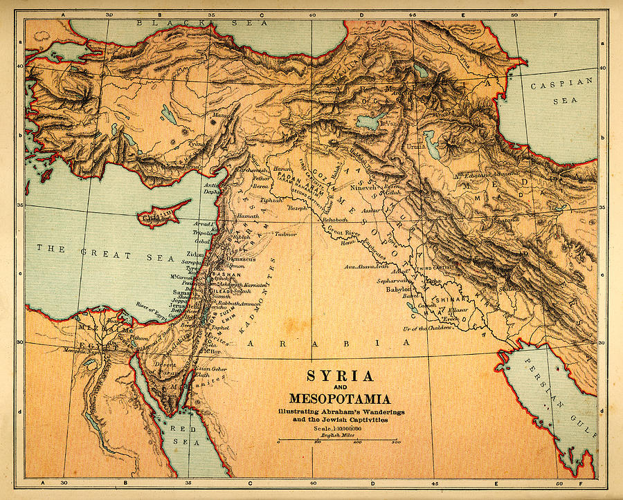 Syria And Mesopotamia Retro Map Photograph by Belterz