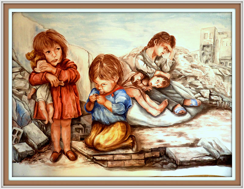 Syrian Children  Painting by Patricia Rachidi