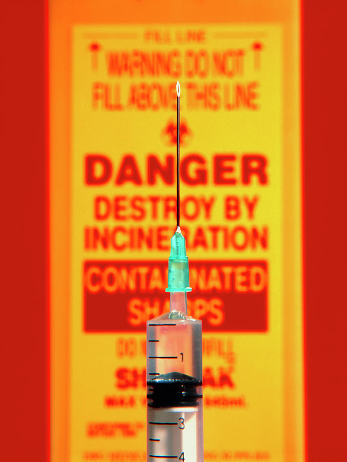 Syringe And Sharps Bin Photograph by Saturn Stills/science Photo Library