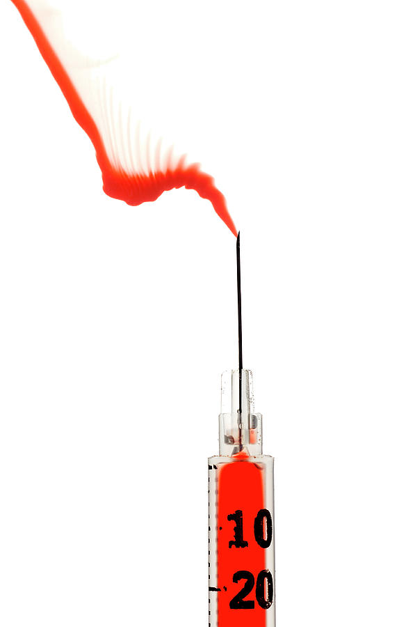 Syringe Photograph - Syringe With Blood by Daniel Sambraus, Thomas Luddington/science Photo Library