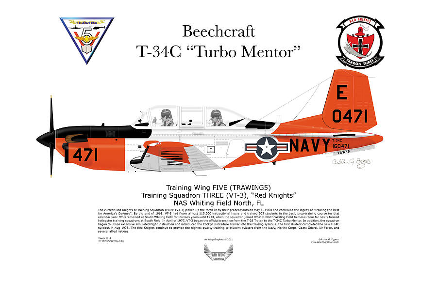 T-34C Turbo Mentor Digital Art by Arthur Eggers