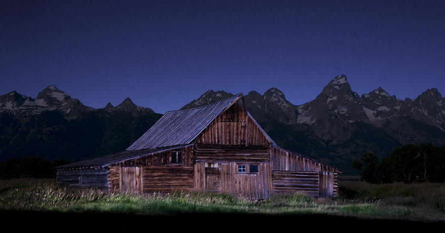 T. A. Moulton Homestead Barn at Night Photograph by Paul Cannon