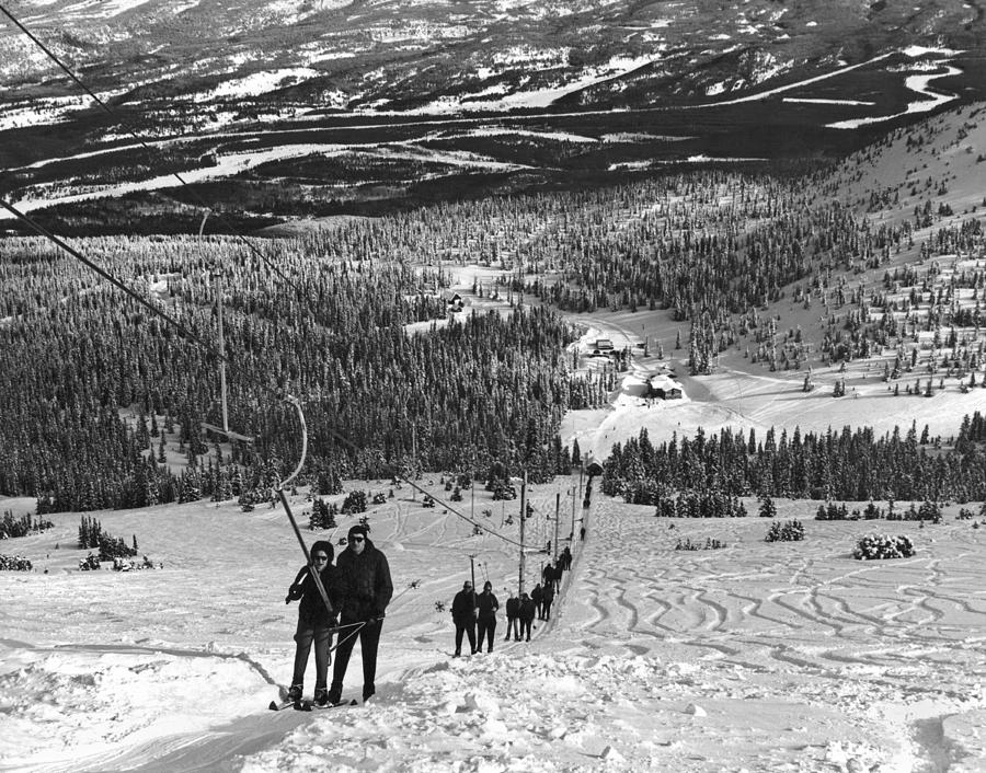 T-Bar Ski Lift at Jasper Park Photograph by Underwood Archives