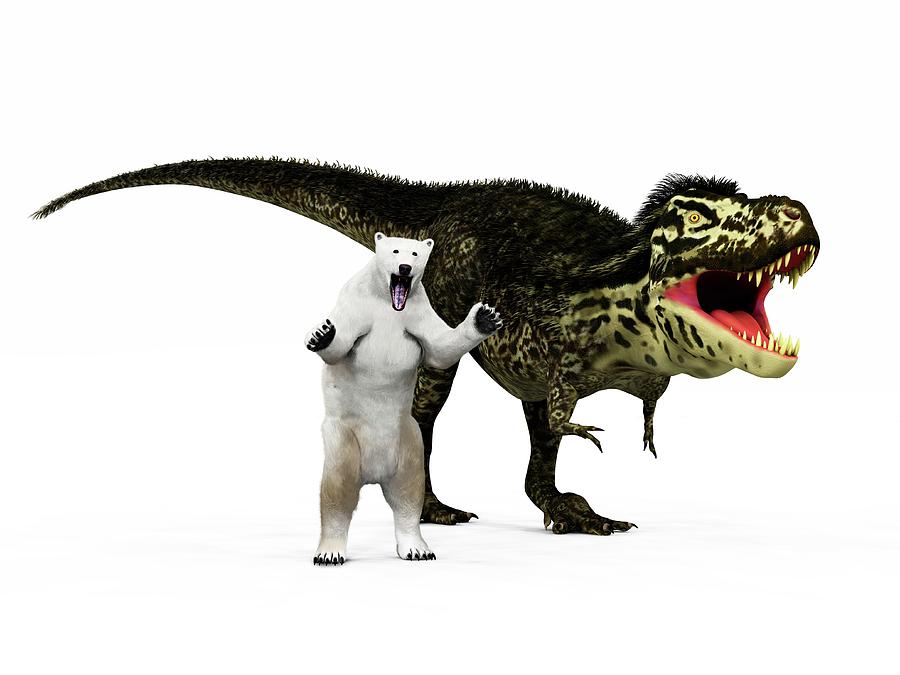 T-rex Dinosaur And Polar Bear Photograph by Walter Myers