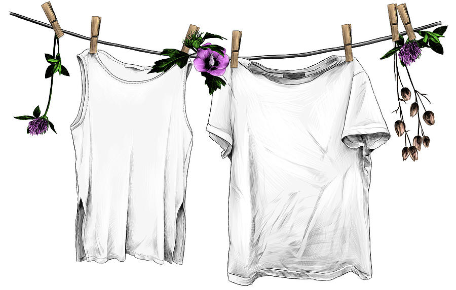 T-shirt And Sleeveless T-shirt Hanging Digital Art by Maksim-manekin