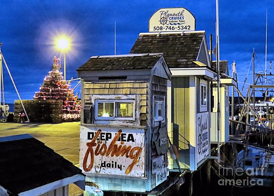 Christmas Photograph - T Wharf Plymouth Massachusetts  by Janice Drew