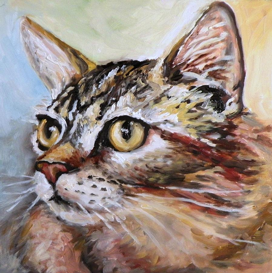 Tabby Cat Painting by Eileen Patten Oliver