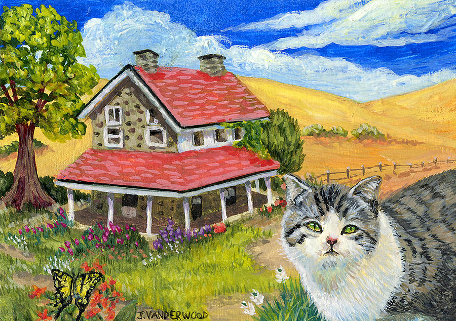 Tabby of the Rolling Hills Painting by Jacquelin L Vanderwood Westerman