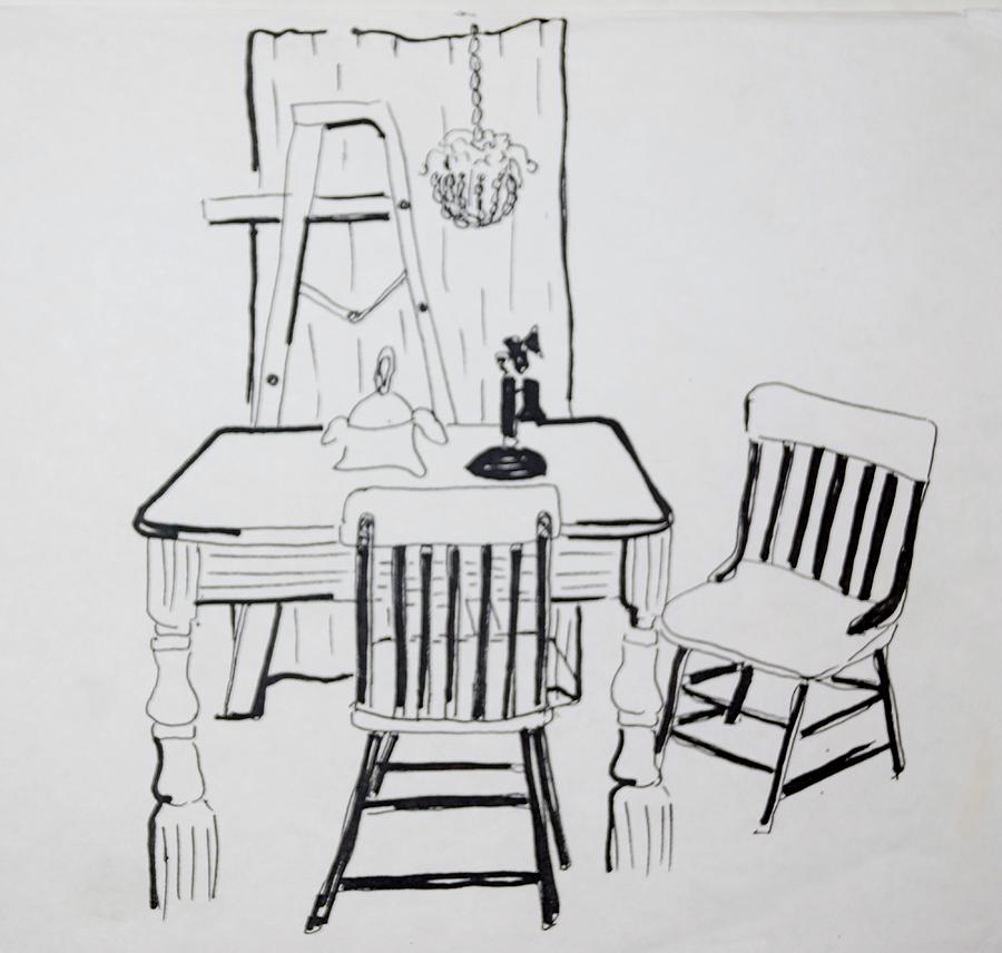 Table Drawing by Erika Jean Chamberlin