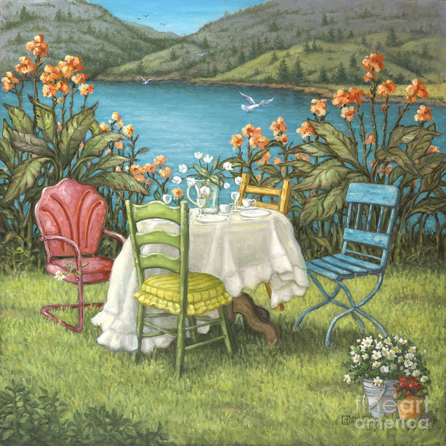 Mountain Painting - Table for Four by Janet Kruskamp
