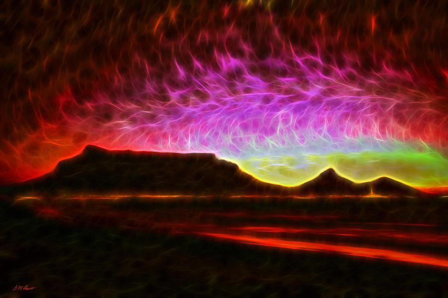 Abstract Digital Art - Table Mountain Vector Point by Michael Durst