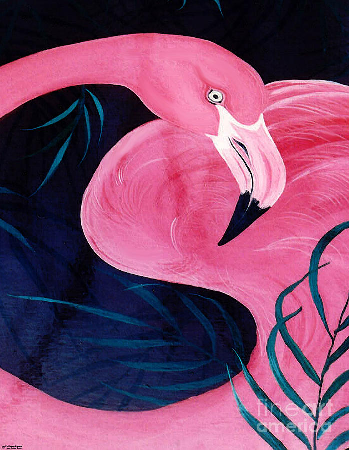 Table Top Flamingo Painting by Lizi Beard-Ward