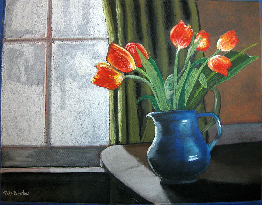 Table top tulips Pastel by Mike Benton
