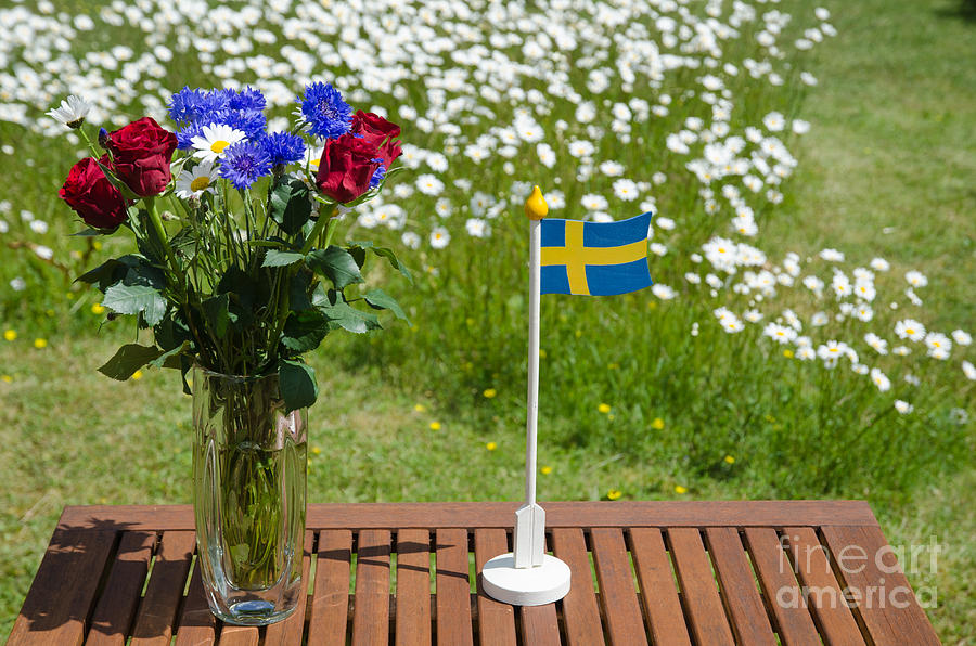 Daisy Photograph - Table with summer flowers  by Kennerth and Birgitta Kullman