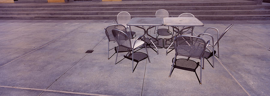 San Jose Photograph - Tables With Chairs On A Street, San by Panoramic Images
