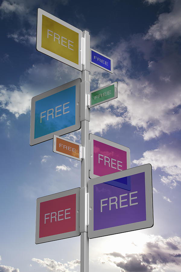 Tablet PC sign boards displays FREE Photograph by Hiroshi Watanabe