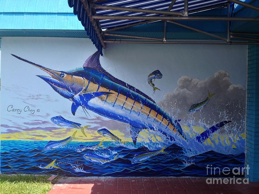 Fish Painting - Tackle Store Mural by Carey Chen
