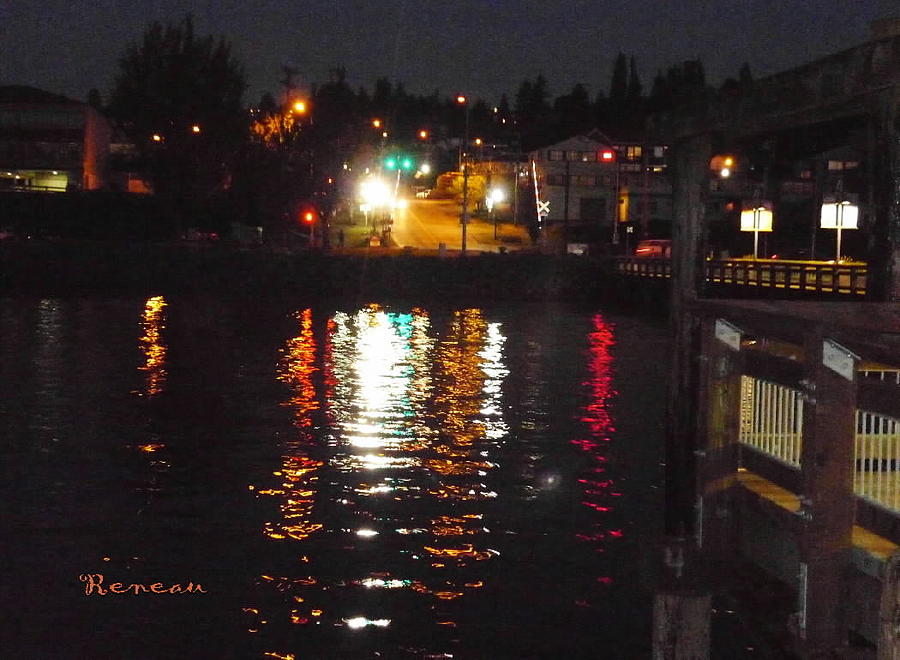 TACOMA WATERFRONT at NIGHT ON RUSTON WAY Photograph by A L Sadie Reneau
