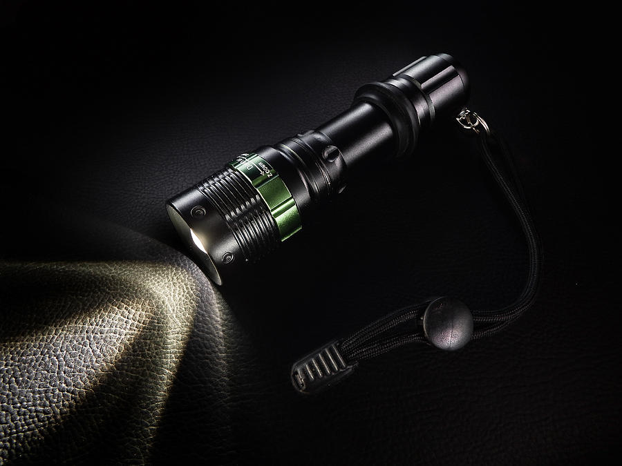 Battery Photograph - Tactical flashlight by Raphael Campelo