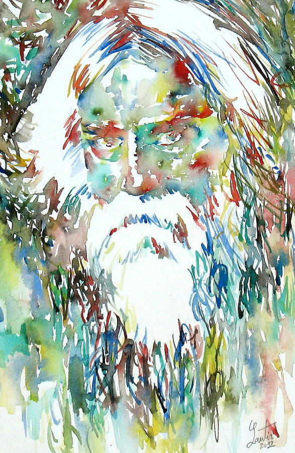 TAGORE watercolor portrait Painting by Fabrizio Cassetta