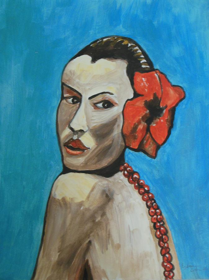 Tahiti Flower Girl Painting by Esther Newman-Cohen