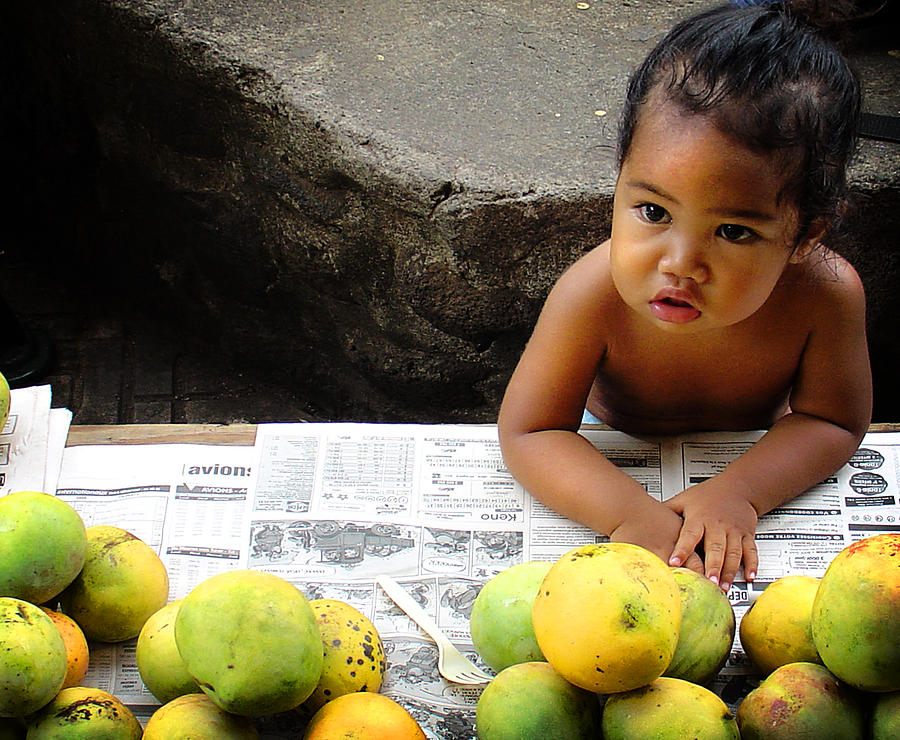 Mango Photograph - Tahitian Baby in Market by Julie Palencia