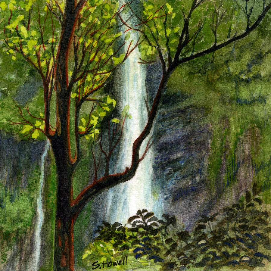 Tahitian Falls Painting by Sandi Howell