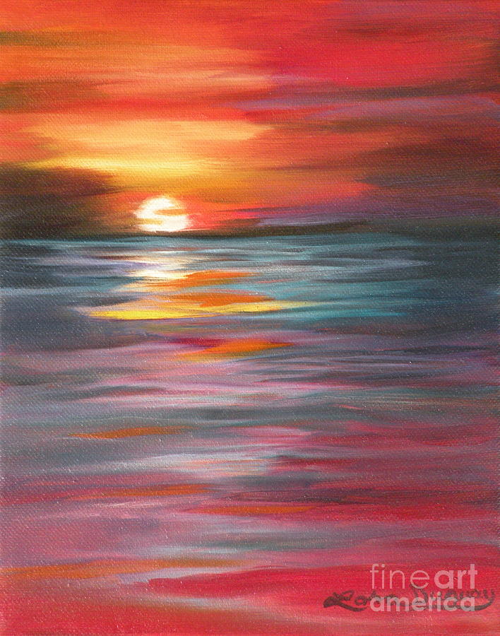 Tahitian Sunset Painting by Lora Duguay