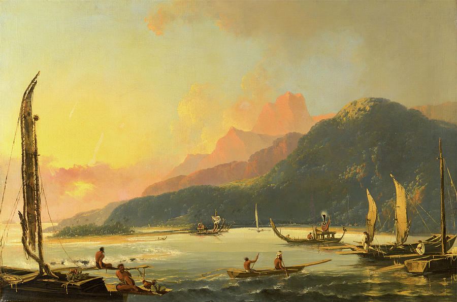 Tahitian War Galleys In Matavai Bay, Tahiti Matavai Bay Painting By ...