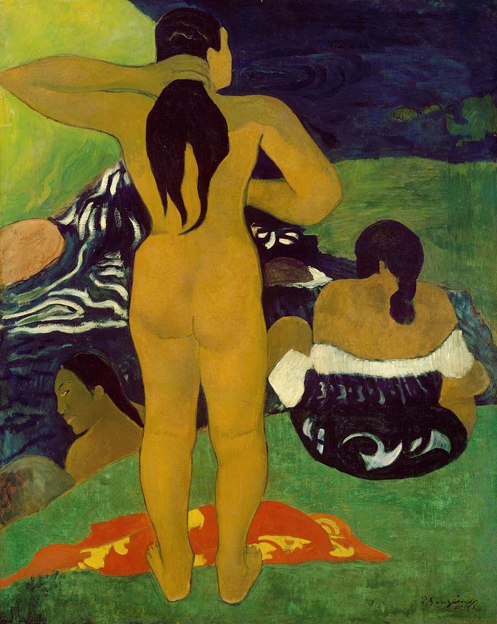 Impressionism Painting - Tahitian Women Bathing by Paul Gauguin