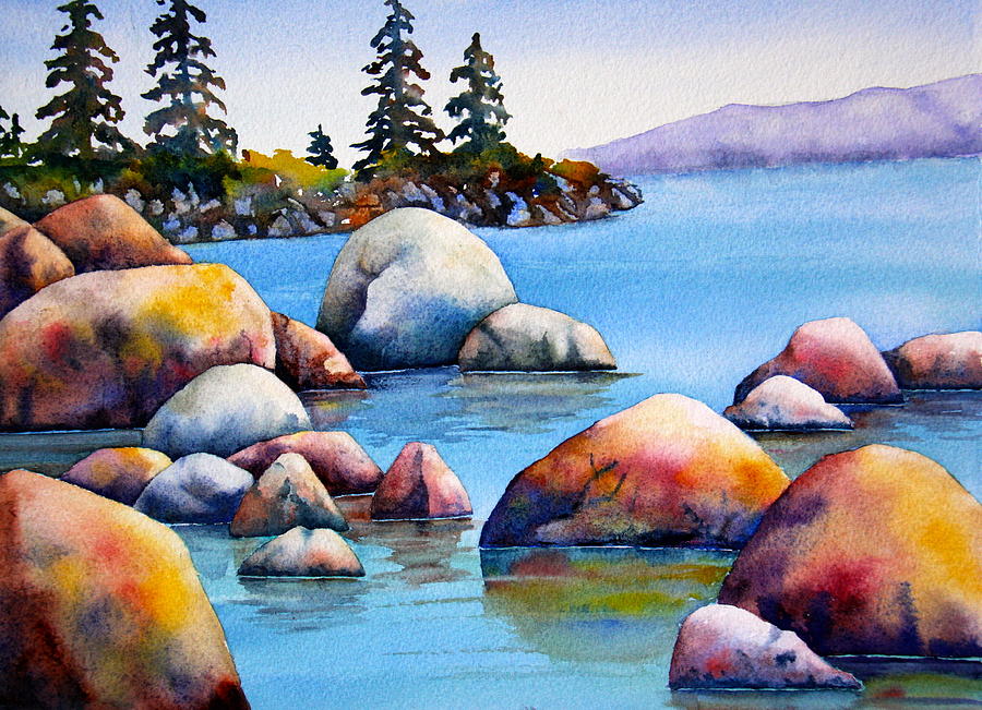 Tree Painting - Tahoe Rocks by Eva Nichols