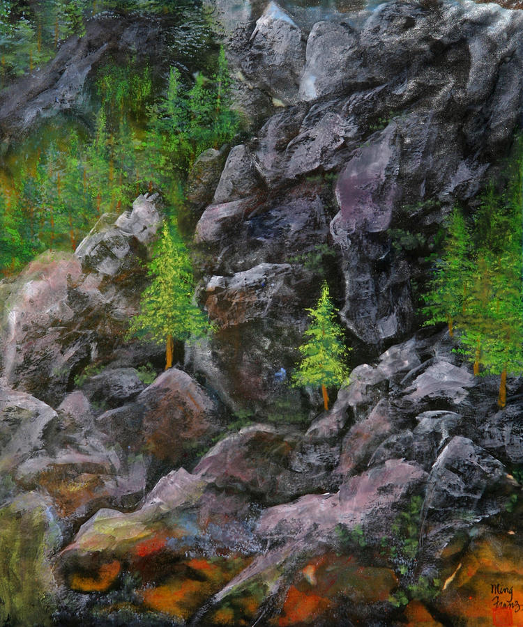 Nature Painting - Tahoe Rocks by Ming Franz
