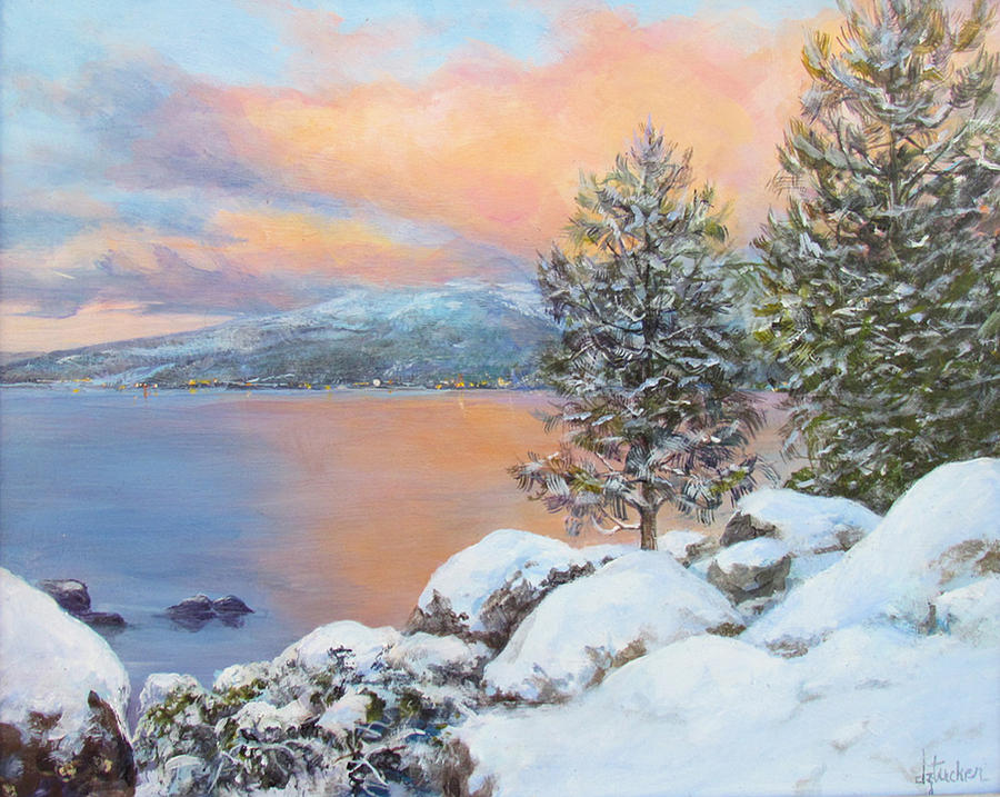 Tahoe Winter Colors Painting by Donna Tucker