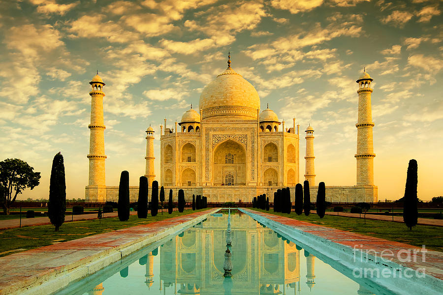 Architecture Photograph - Taj Mahal at sunrise by Isabel Poulin