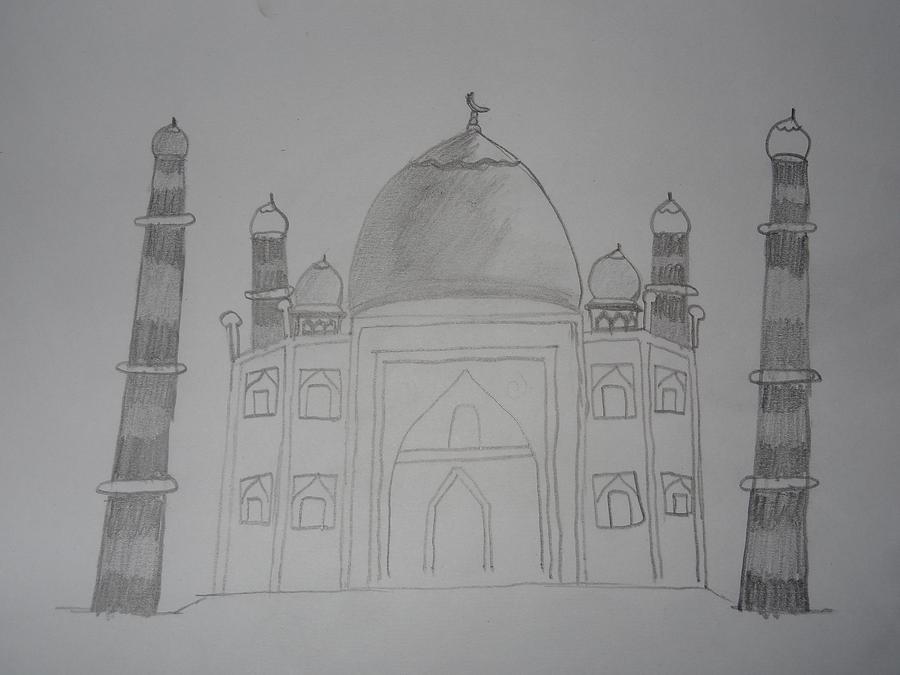 Taj Mahal Drawing by Dhamini Rastogi