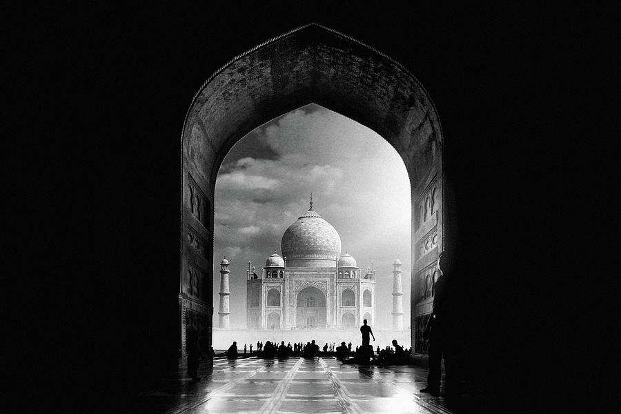 Black And White Photograph - Taj Mahal by Hussain Buhligaha