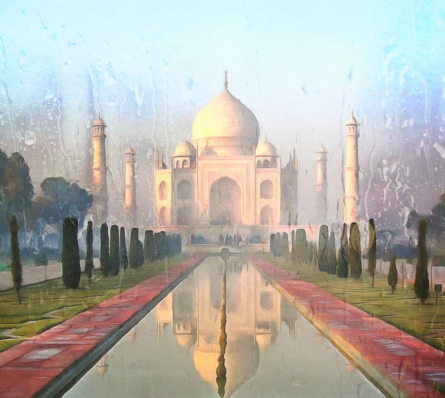 Taj Mahal In The Rain Photograph by Georgiana Romanovna