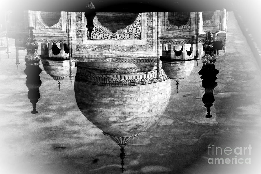Taj Mahal Reflection - Black and White Photograph by Jacqueline M Lewis