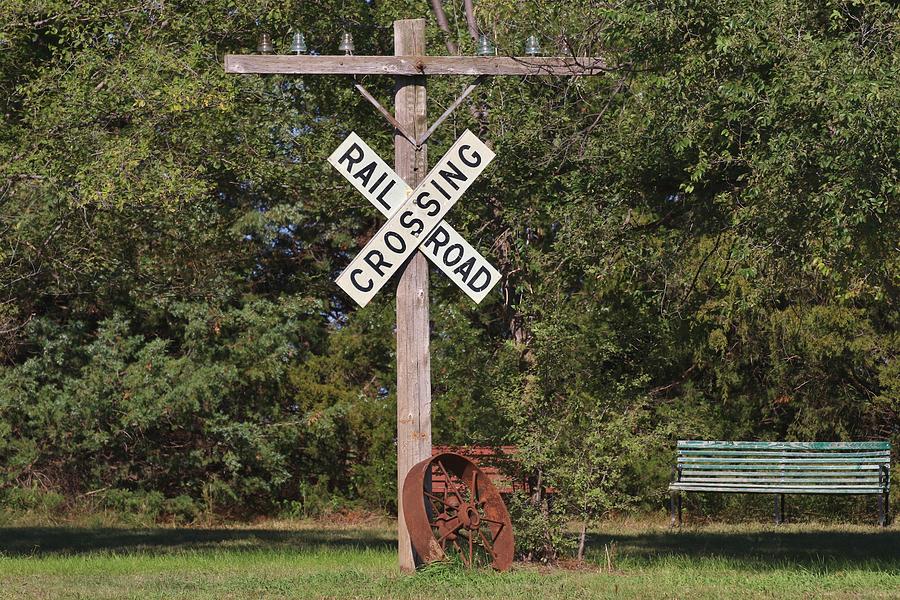 Railroad Crossing Photograph - Take a Seat and Wait by Roxy Lang