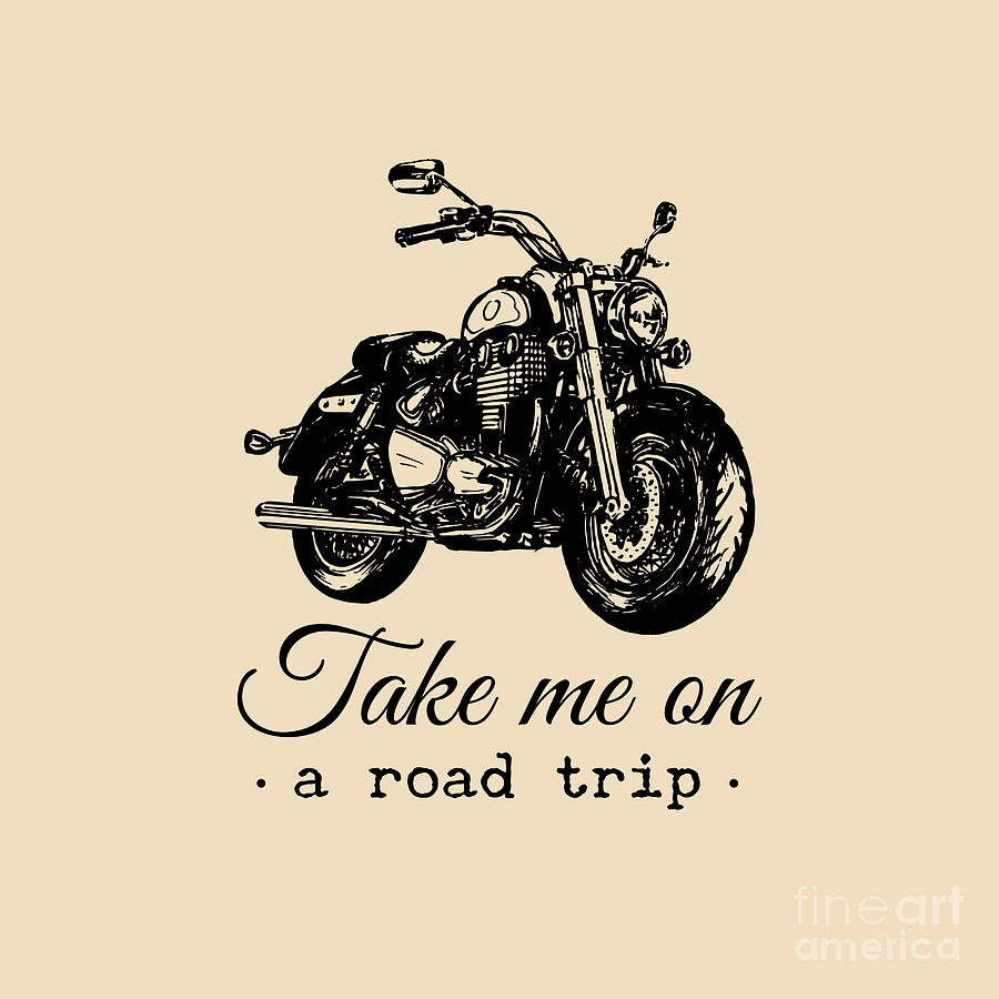 Typographic Digital Art - Take Me On A Road Trip Inspirational by Vlada Young
